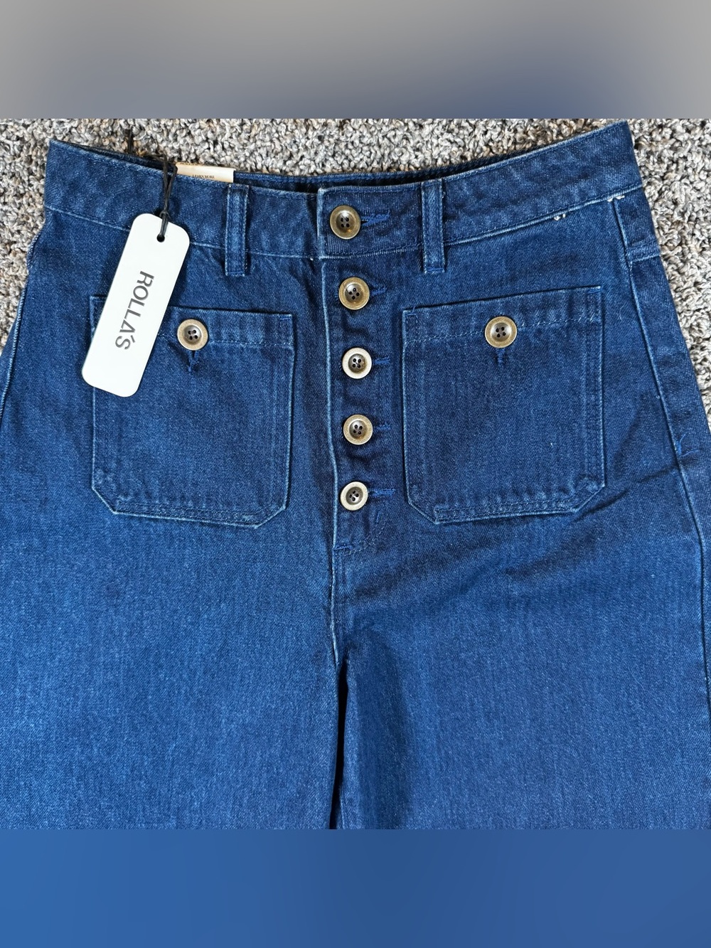 NEW ROLLA’S Womens 27 Studio Flare High Rise Jeans Dark Wash Wide Leg Button Fly